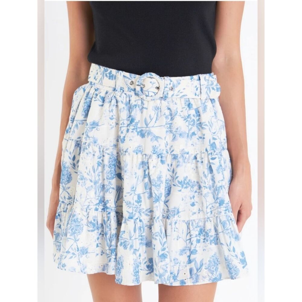 NWT ENGLISH FACTORY Floral Belted mini skirt size XS